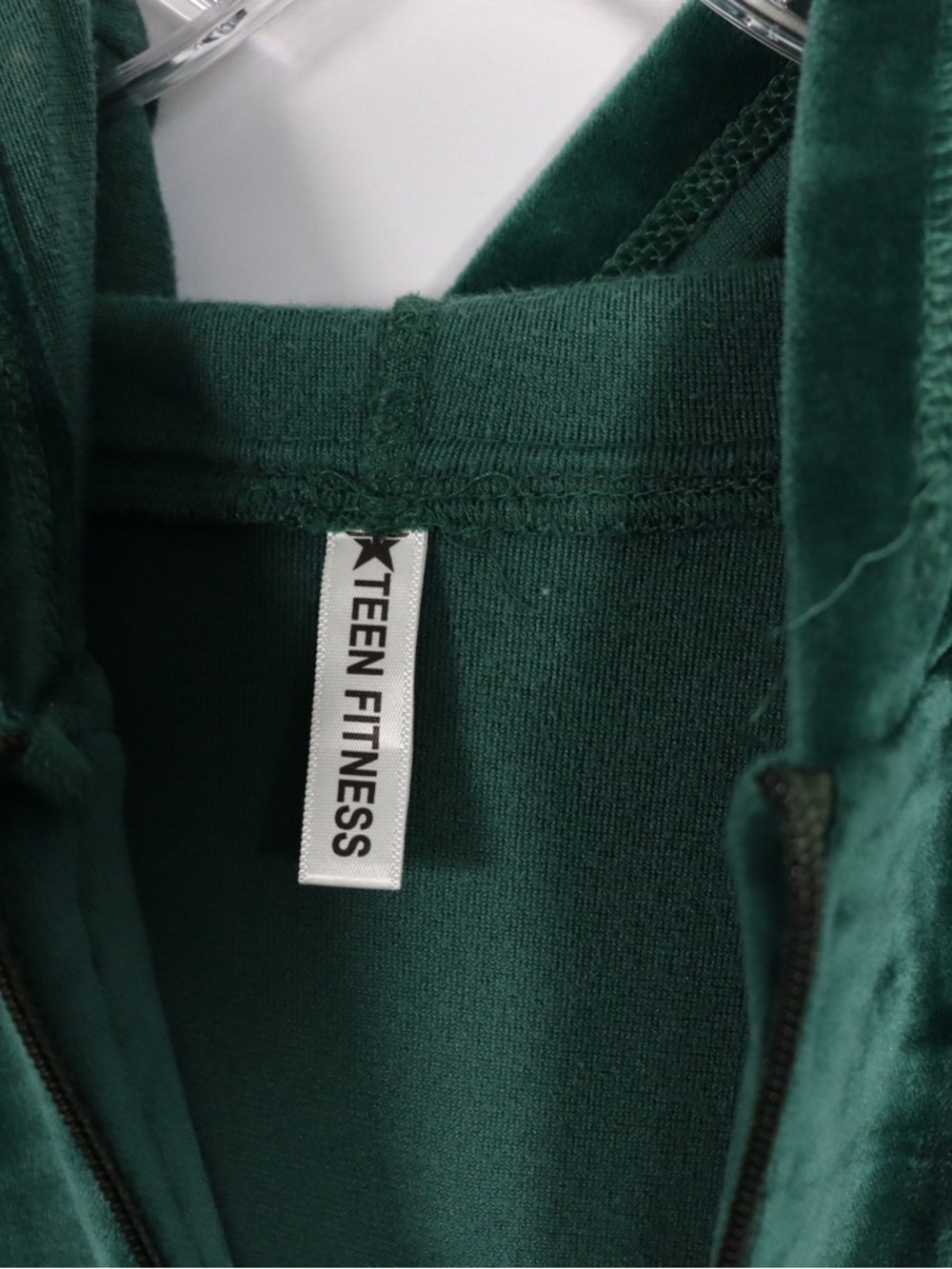 Teen Fitness Velour Tracksuit Set Green Hoodie & Pants Y2K Matching Set - Picture 6 of 11